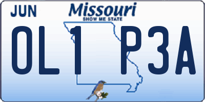 MO license plate OL1P3A