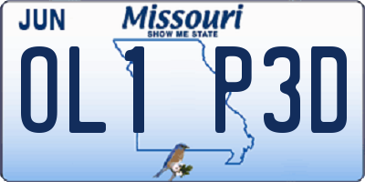 MO license plate OL1P3D