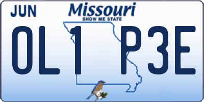 MO license plate OL1P3E