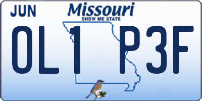 MO license plate OL1P3F