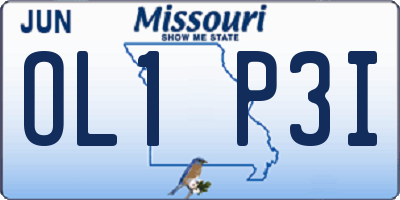 MO license plate OL1P3I
