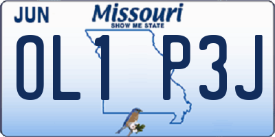 MO license plate OL1P3J