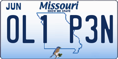 MO license plate OL1P3N