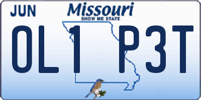 MO license plate OL1P3T