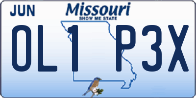 MO license plate OL1P3X
