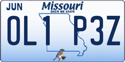 MO license plate OL1P3Z