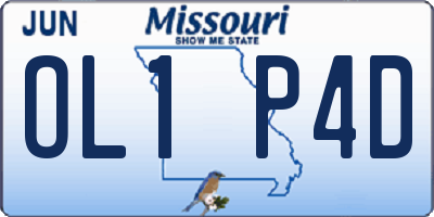 MO license plate OL1P4D