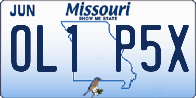 MO license plate OL1P5X