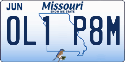 MO license plate OL1P8M