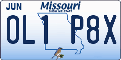 MO license plate OL1P8X