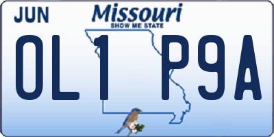 MO license plate OL1P9A