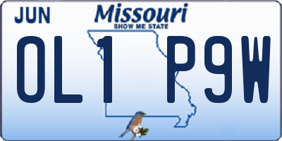 MO license plate OL1P9W