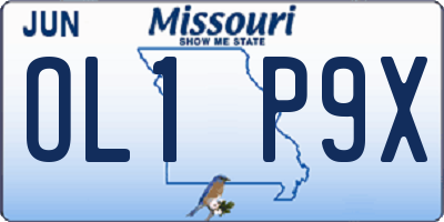 MO license plate OL1P9X