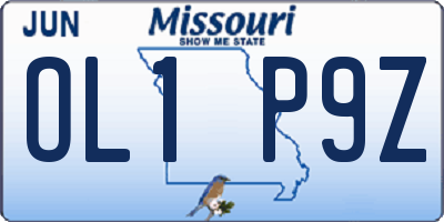 MO license plate OL1P9Z
