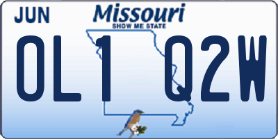 MO license plate OL1Q2W