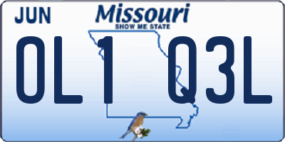 MO license plate OL1Q3L