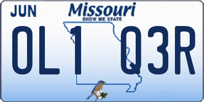 MO license plate OL1Q3R