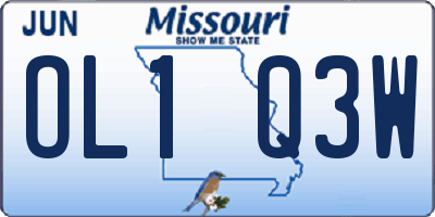 MO license plate OL1Q3W