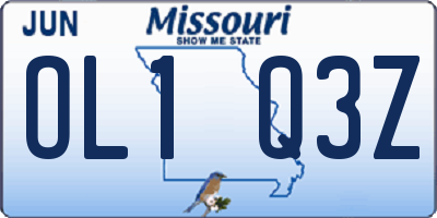 MO license plate OL1Q3Z