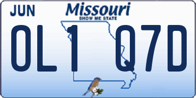 MO license plate OL1Q7D