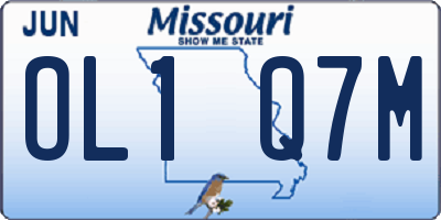 MO license plate OL1Q7M