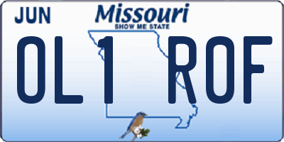 MO license plate OL1R0F