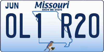 MO license plate OL1R2O