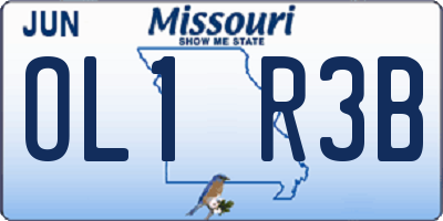 MO license plate OL1R3B