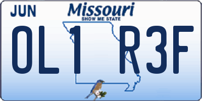 MO license plate OL1R3F