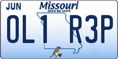 MO license plate OL1R3P