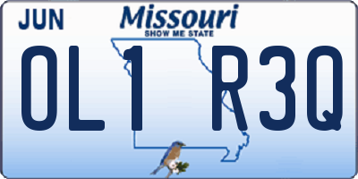 MO license plate OL1R3Q