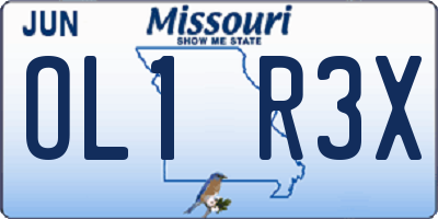 MO license plate OL1R3X