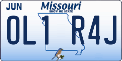 MO license plate OL1R4J