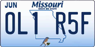 MO license plate OL1R5F