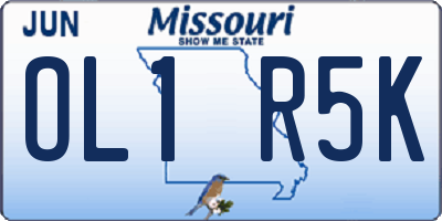 MO license plate OL1R5K