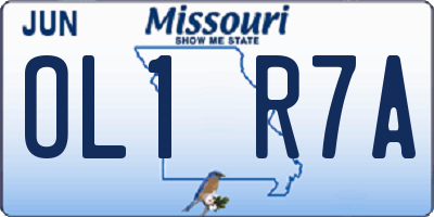 MO license plate OL1R7A