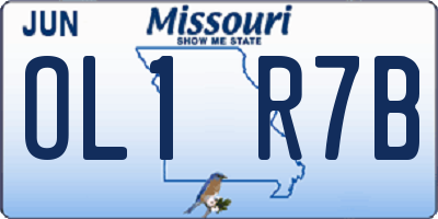 MO license plate OL1R7B