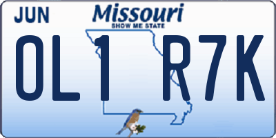 MO license plate OL1R7K