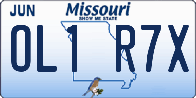 MO license plate OL1R7X
