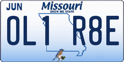 MO license plate OL1R8E