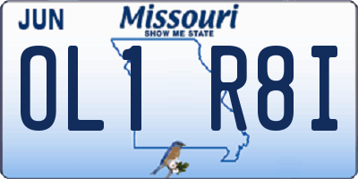 MO license plate OL1R8I