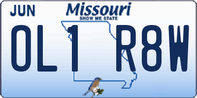 MO license plate OL1R8W