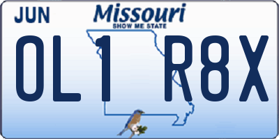MO license plate OL1R8X