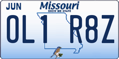 MO license plate OL1R8Z