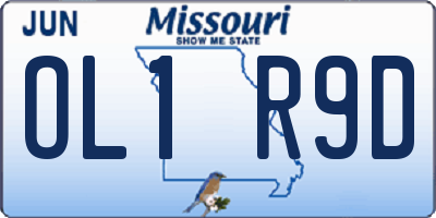 MO license plate OL1R9D