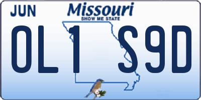 MO license plate OL1S9D