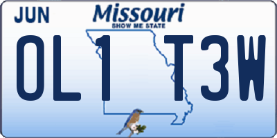 MO license plate OL1T3W