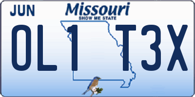 MO license plate OL1T3X