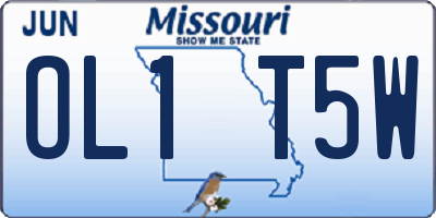 MO license plate OL1T5W