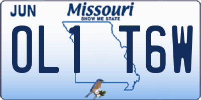 MO license plate OL1T6W